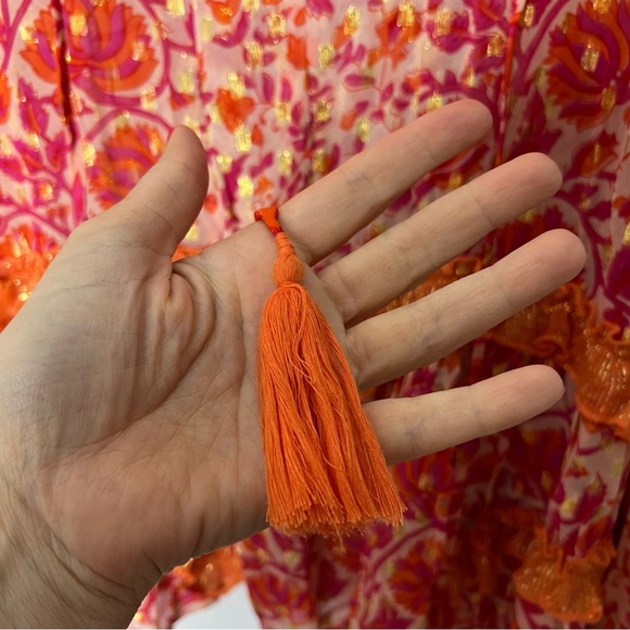 Miss June Paris Lurex Myko Long Sleeve Blouse Fuschia Orange Boho gorgeous! 742 - Picture 13 of 16